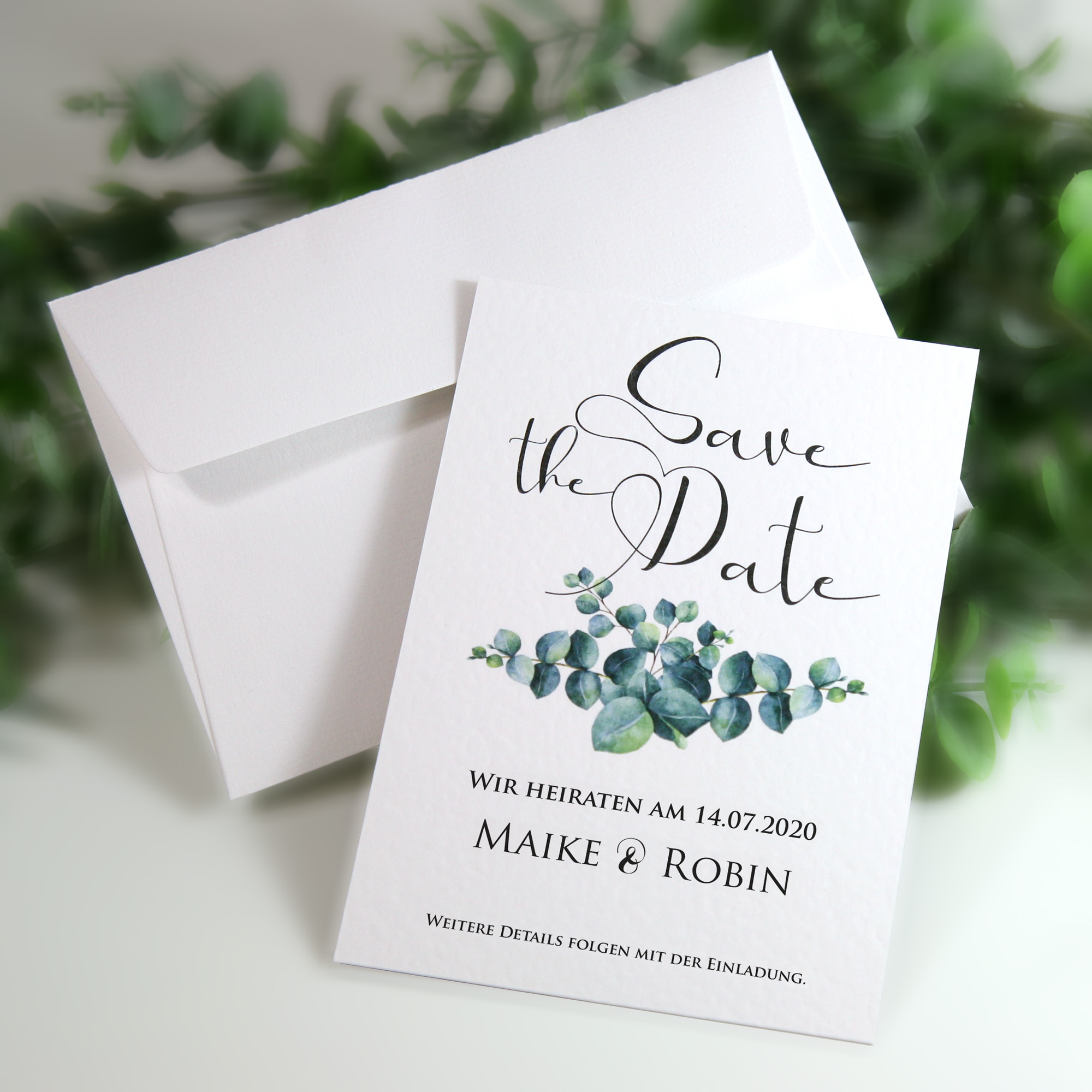 Save the Date Karte "Maike" (12 St.) - personalisiert mit Umschlag