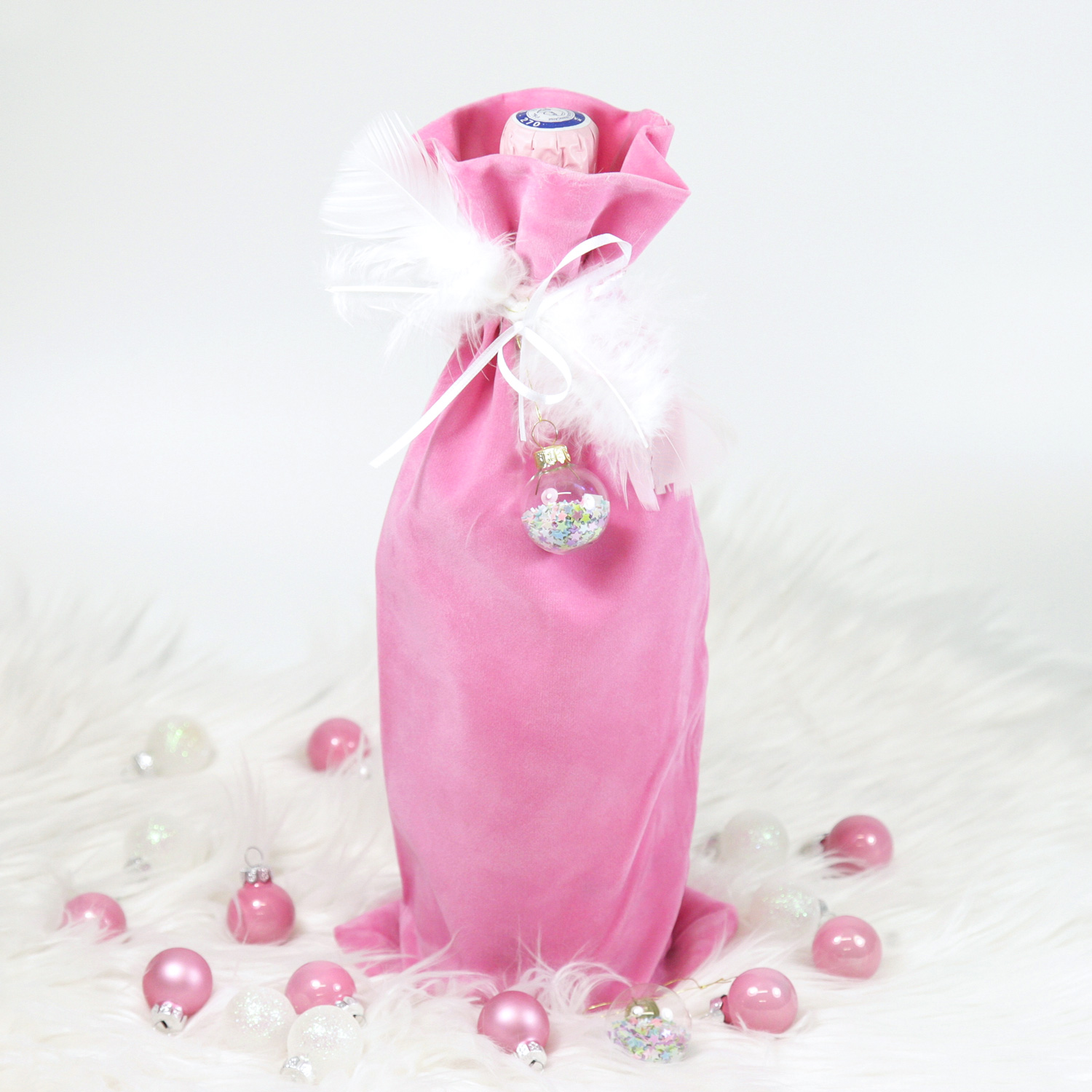 Samtbeutel für Flaschen "Rosa" 16 x 37cm