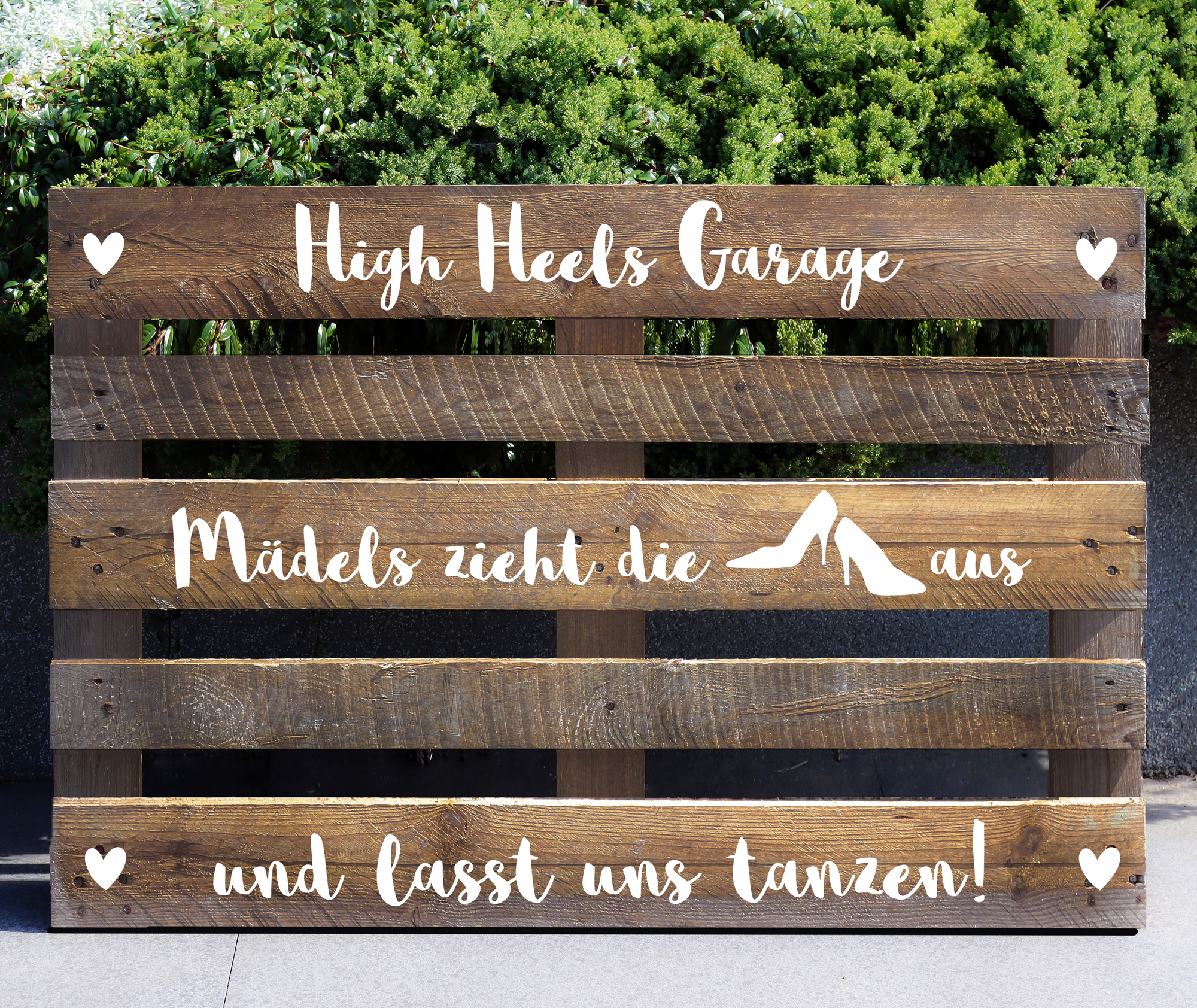 Palettenaufkleber "High Heels Garage" Boho-Style