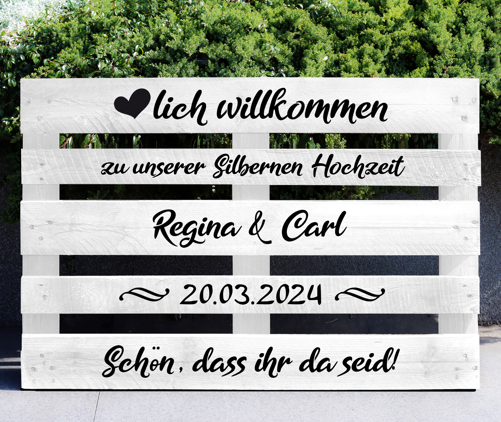 Palettenaufkleber "Silberne Hochzeit"