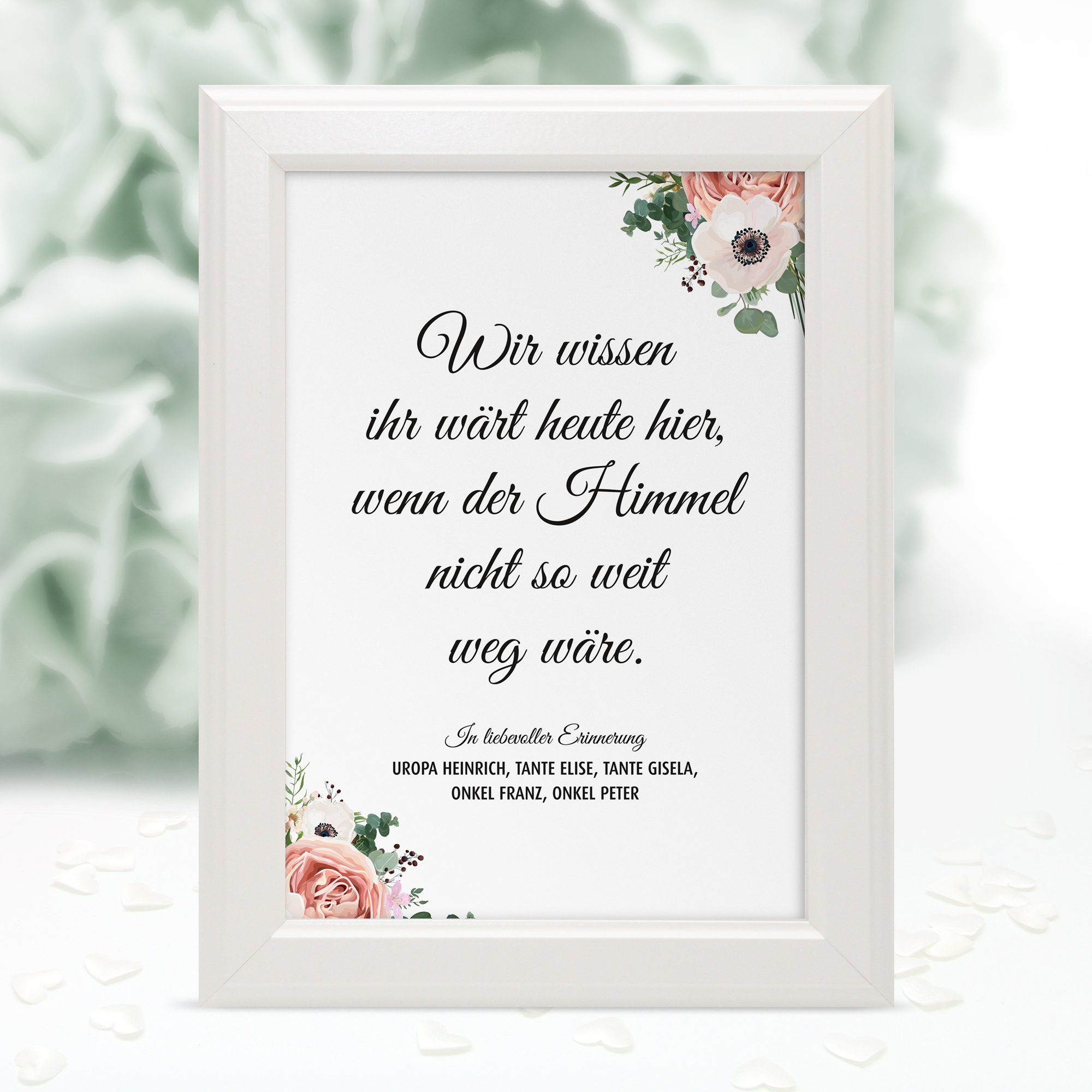 Poster Erinnerung "Wir wissen ... Blumen"