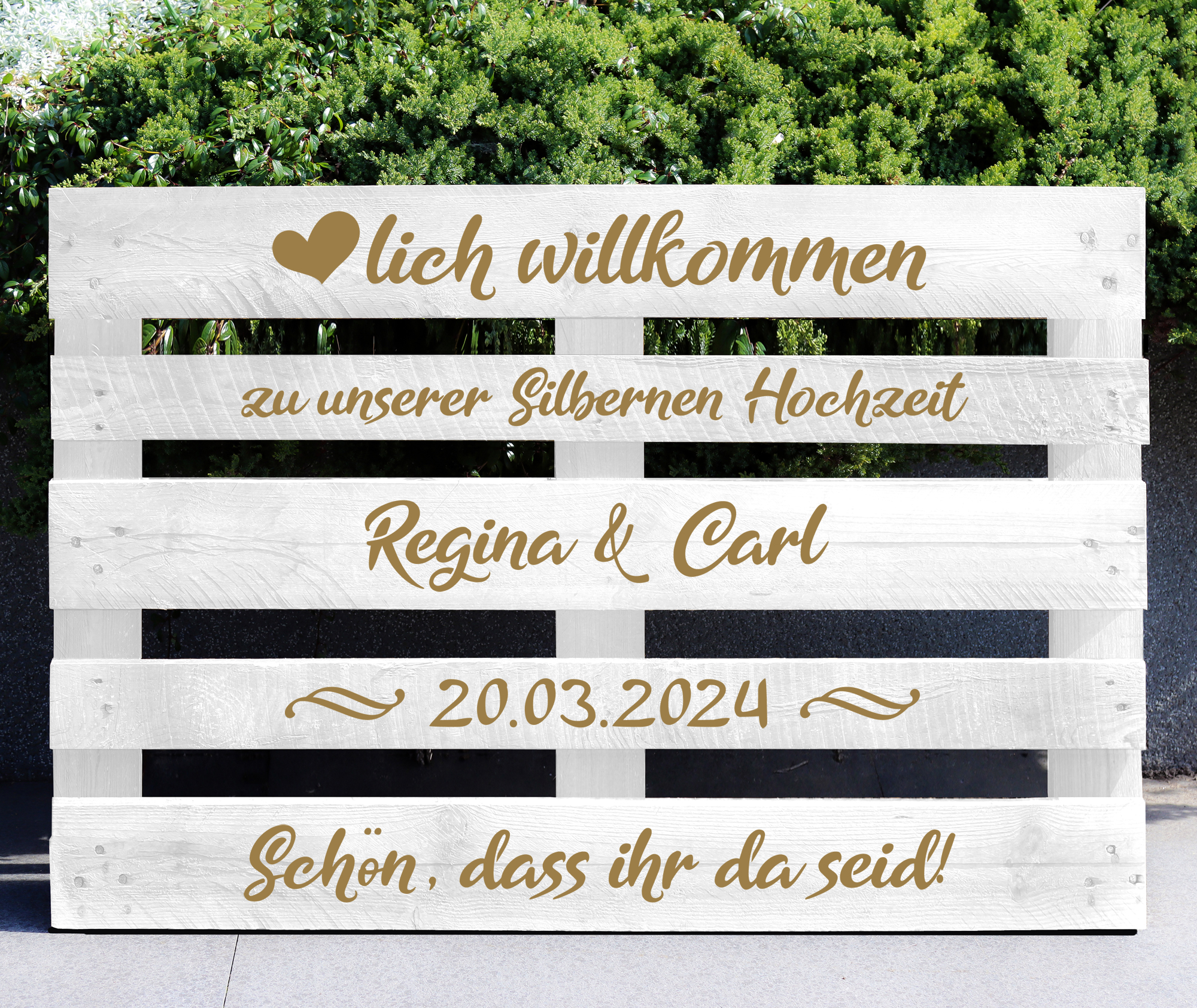 Palettenaufkleber "Silberne Hochzeit"