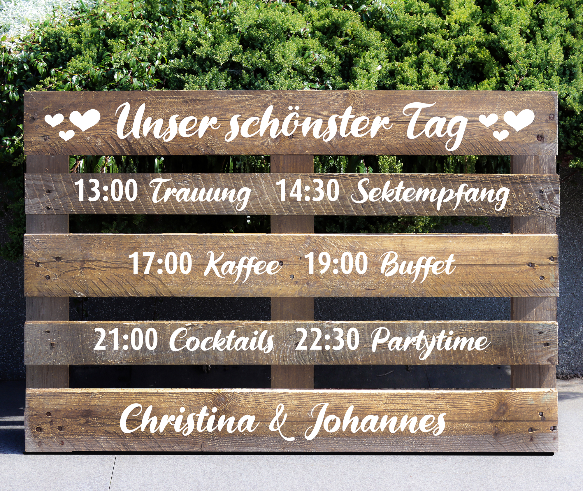 Palettenaufkleber "Unser schönster Tag"