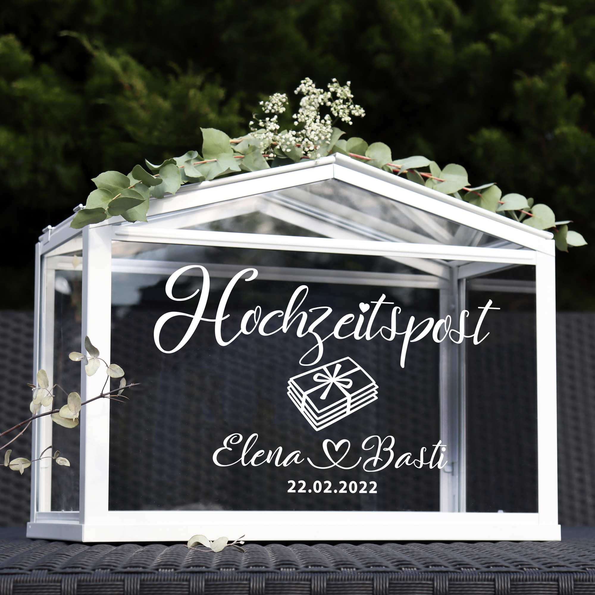 Aufkleber "Hochzeitspost" Elena - personalisiert in 5 Farben