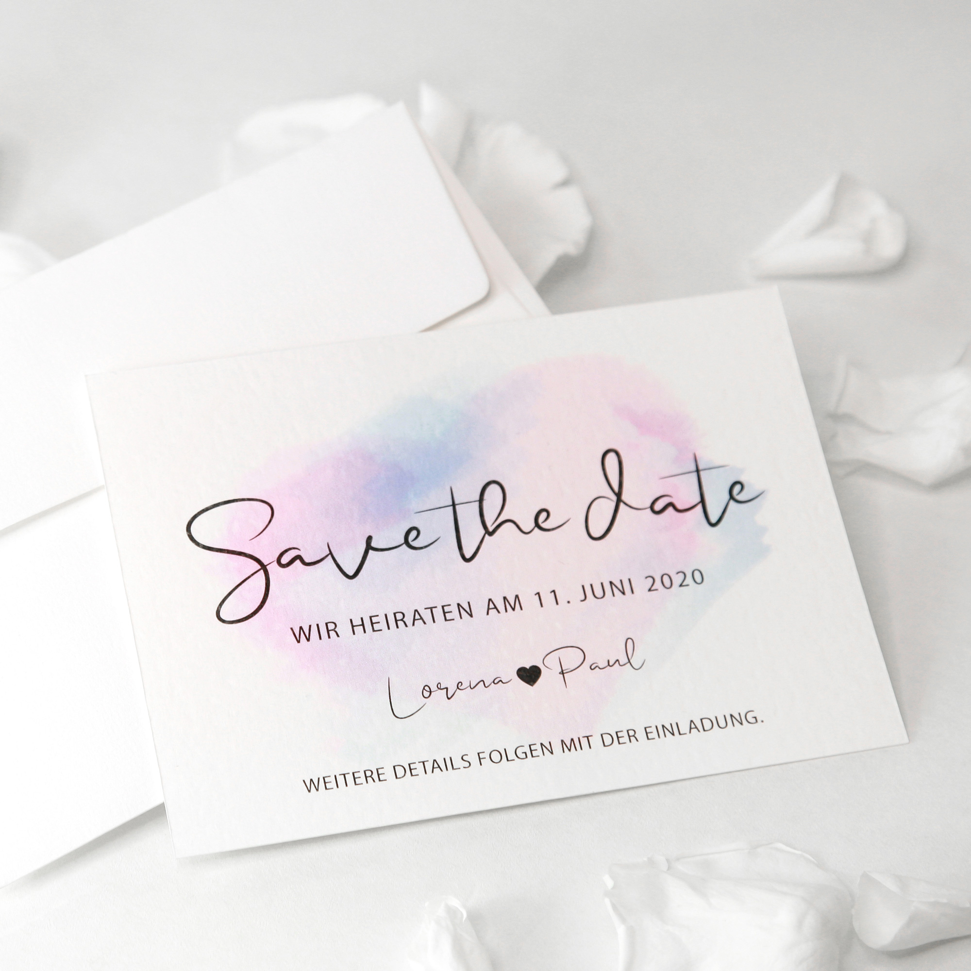 Save the Date Karte "Lorena" (12 St.) - personalisiert mit Umschlag