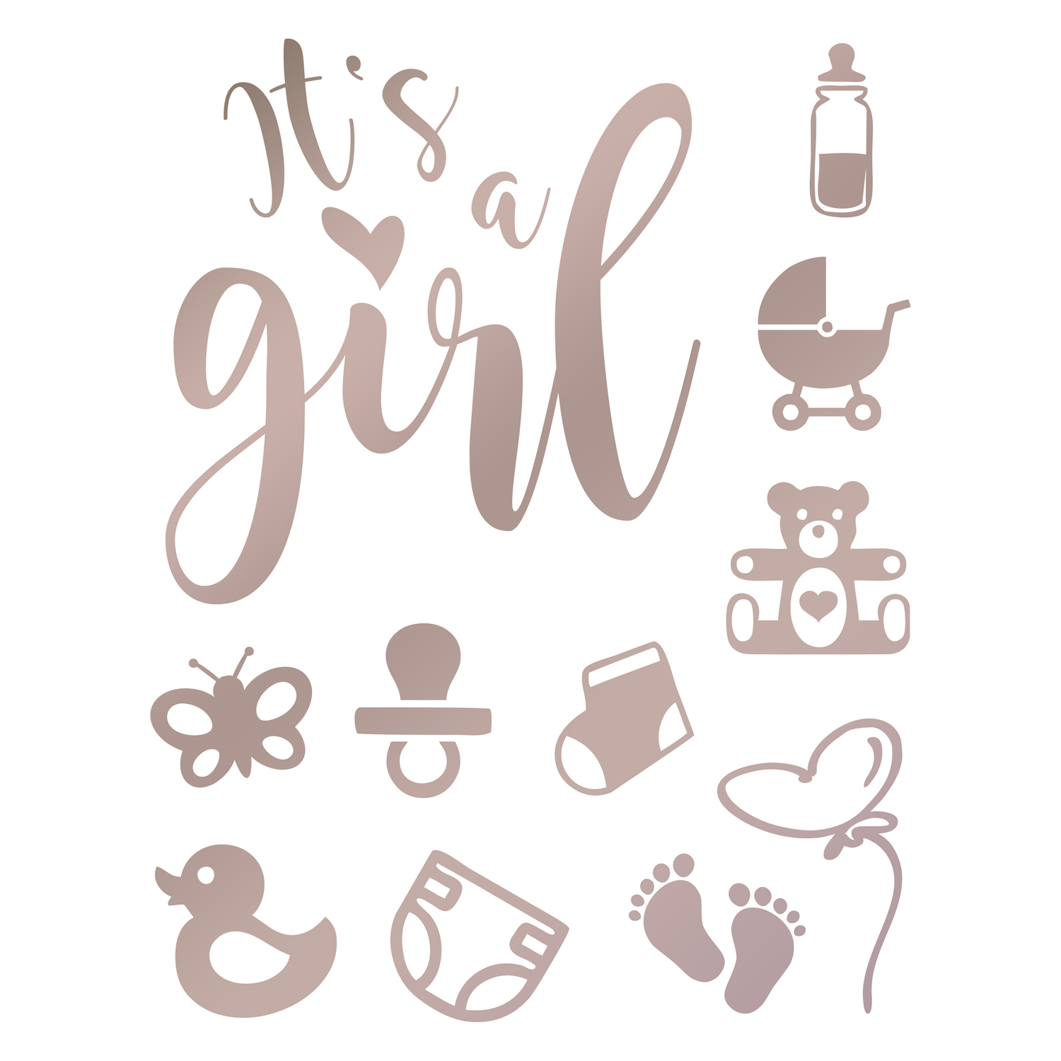 Baby-Aufkleber "It's a girl" in 3 Farben