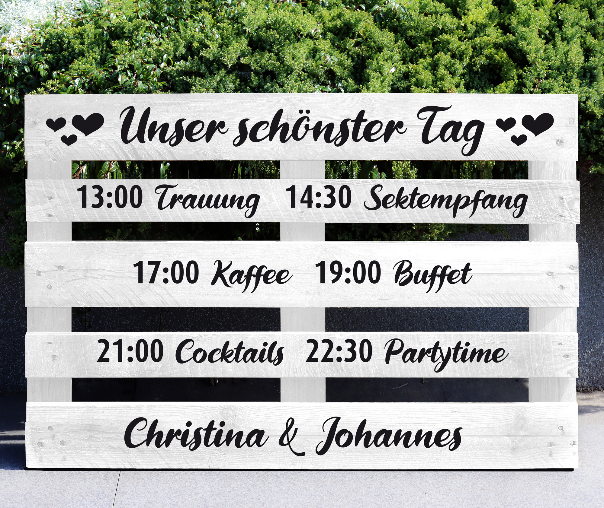 Palettenaufkleber "Unser schönster Tag"