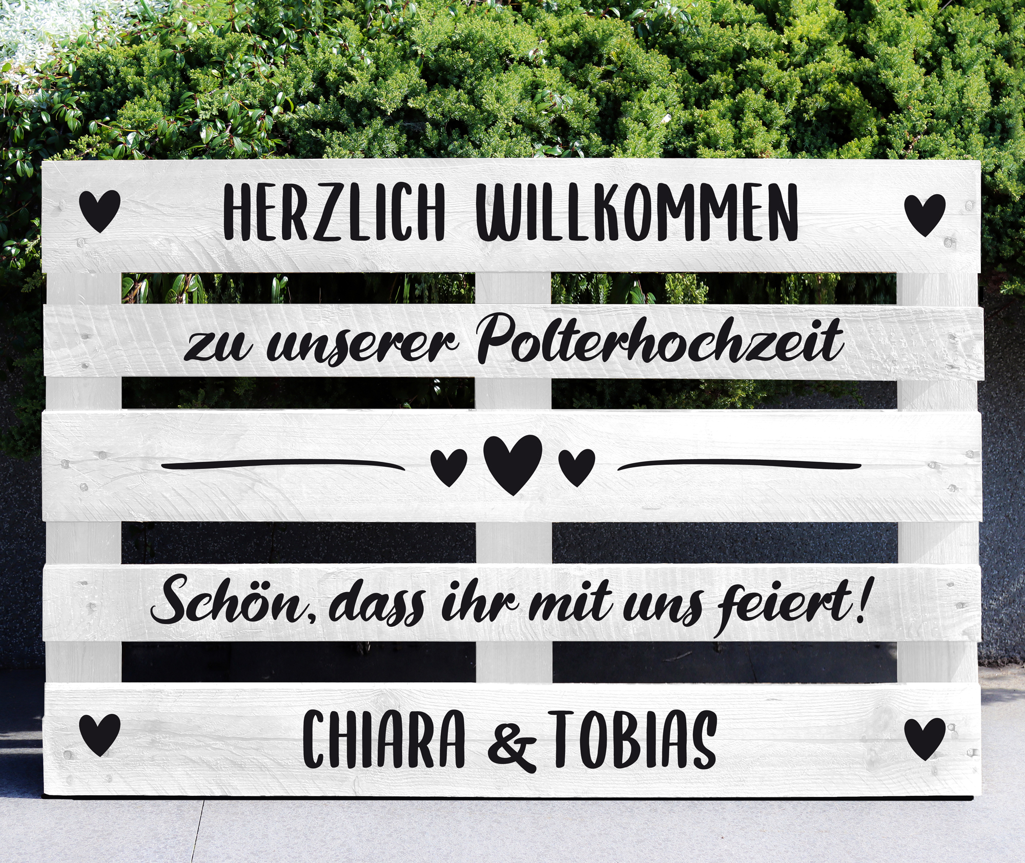 Palettenaufkleber "Polterhochzeit" - Chiara