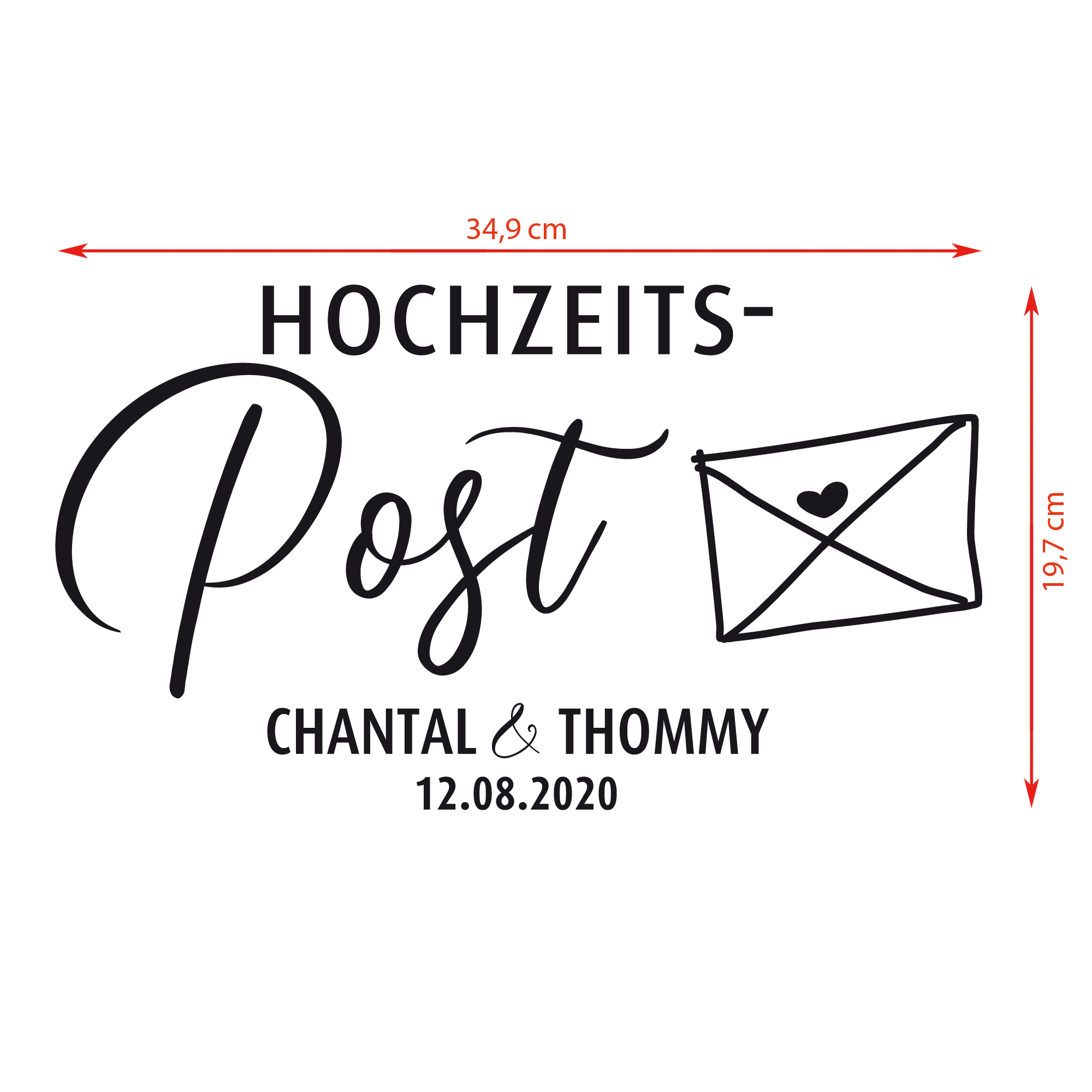 Aufkleber "Hochzeitspost" Chantal - personalisiert in 5 Farben