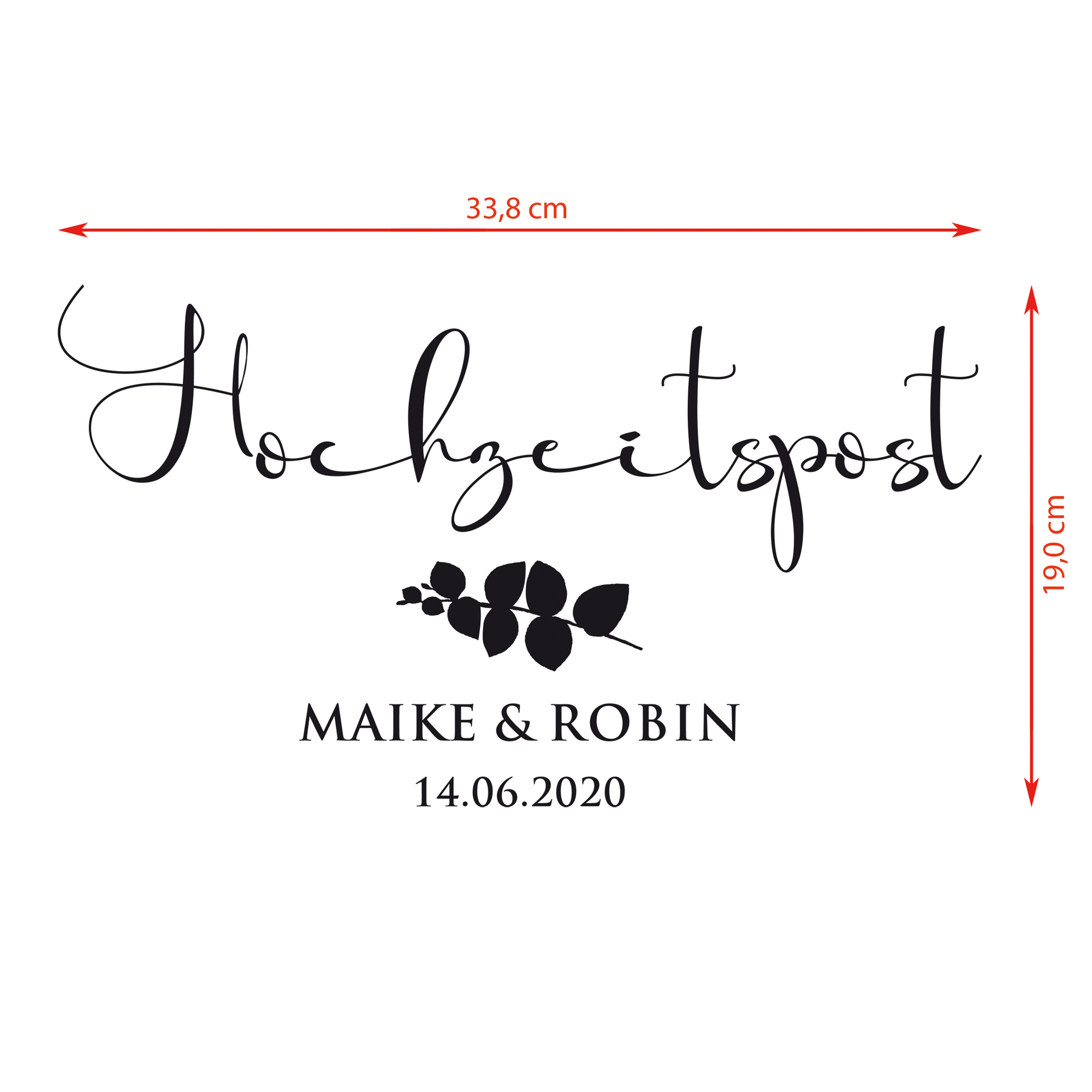 Aufkleber "Hochzeitspost" Maike - personalisiert in 5 Farben