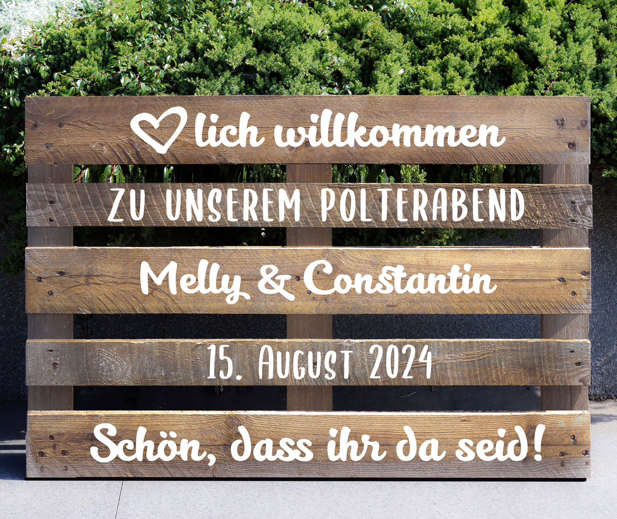 Palettenaufkleber "Polterabend - Melly"