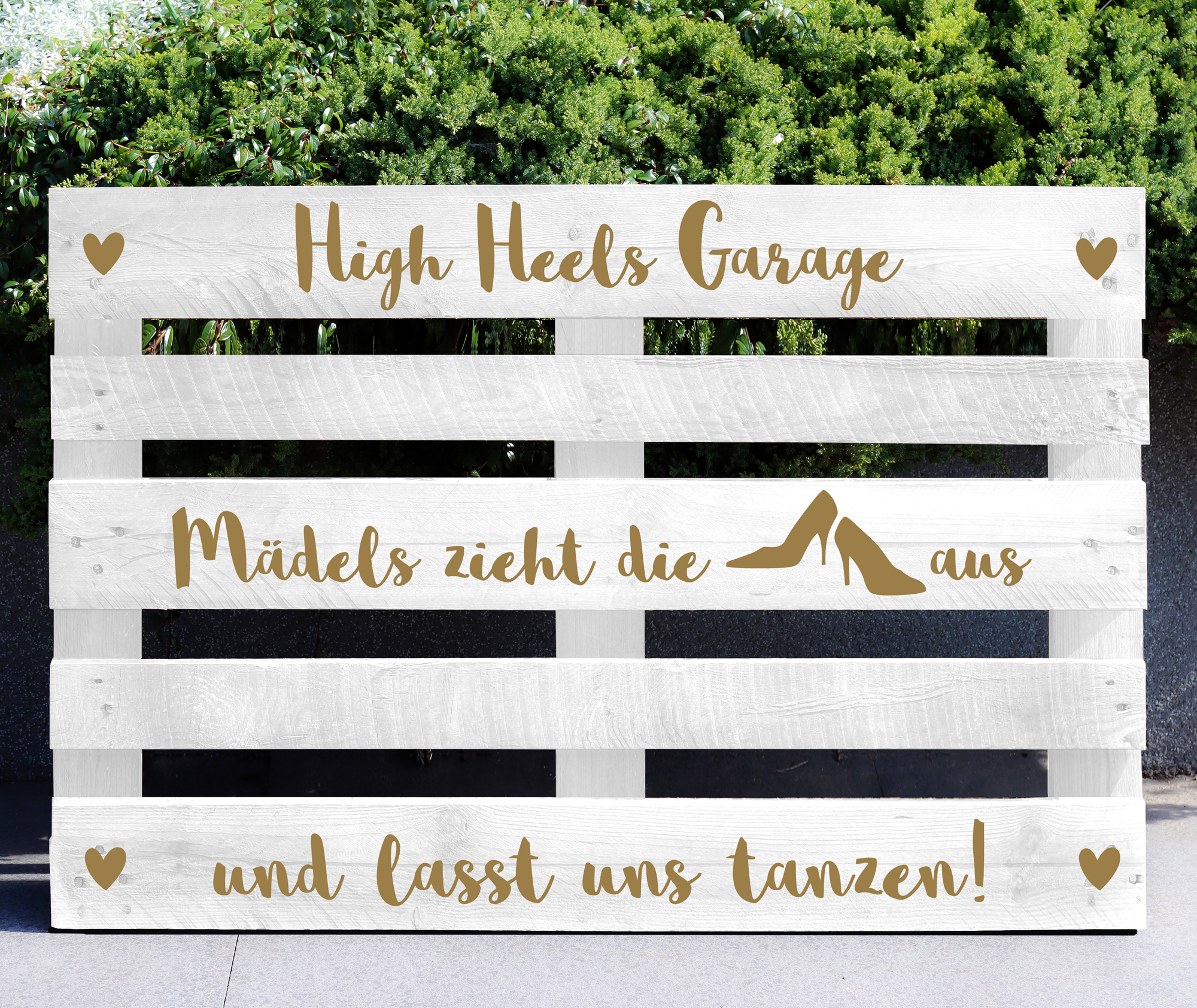 Palettenaufkleber "High Heels Garage" Boho-Style