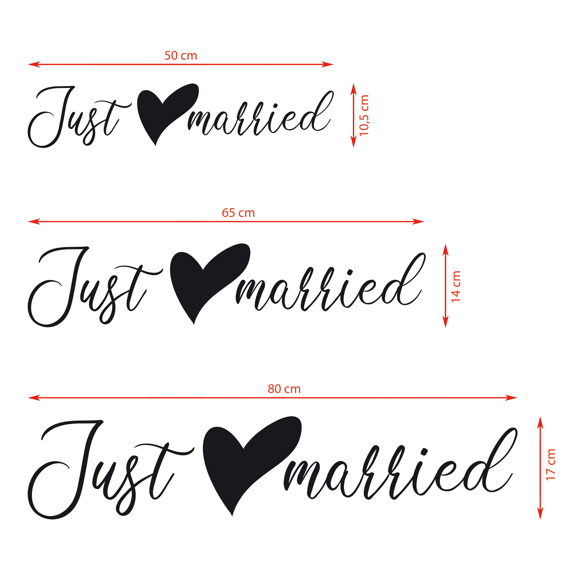 Auto-Aufkleber "Just Married Herz"