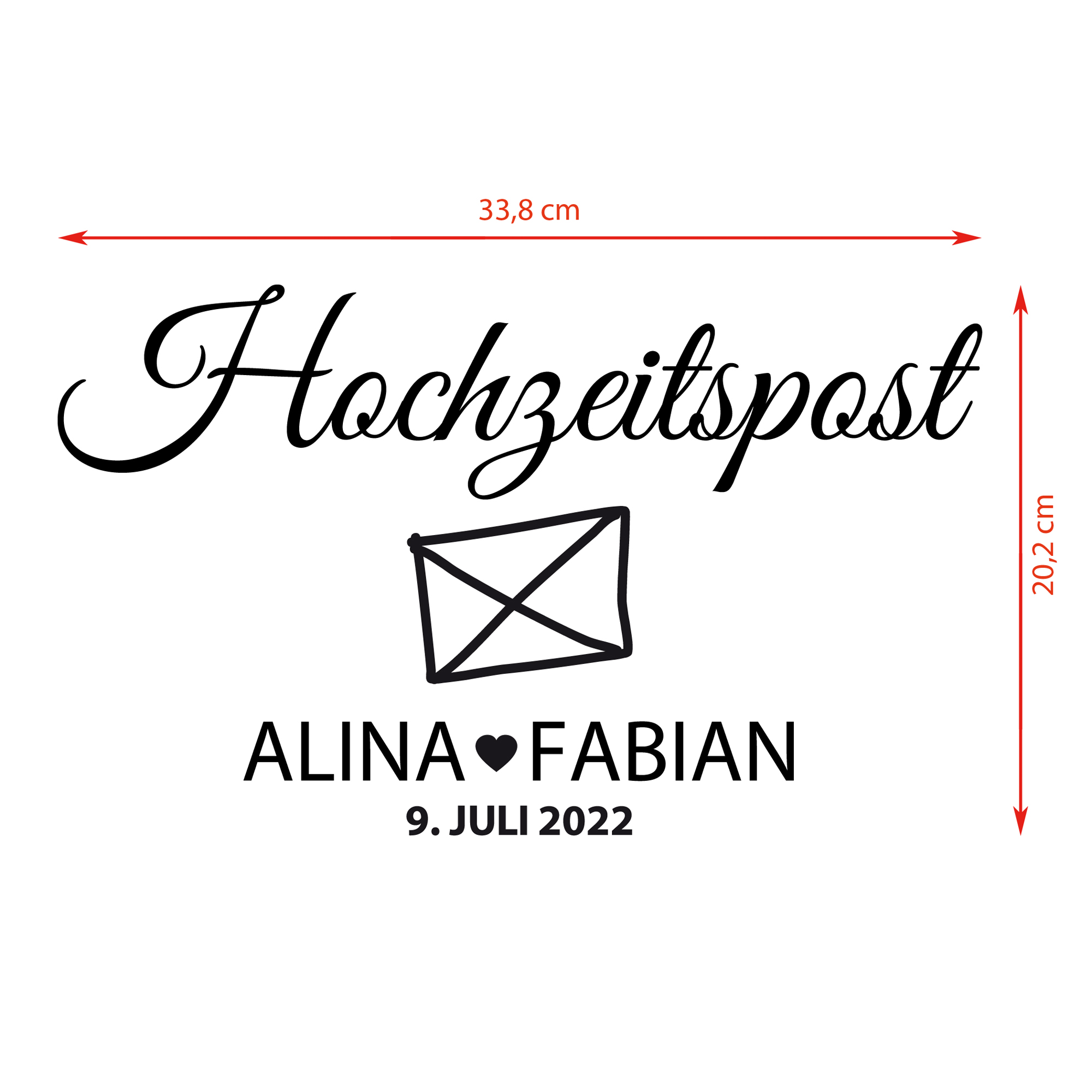 Aufkleber "Hochzeitspost" Alina - personalisiert in 5 Farben