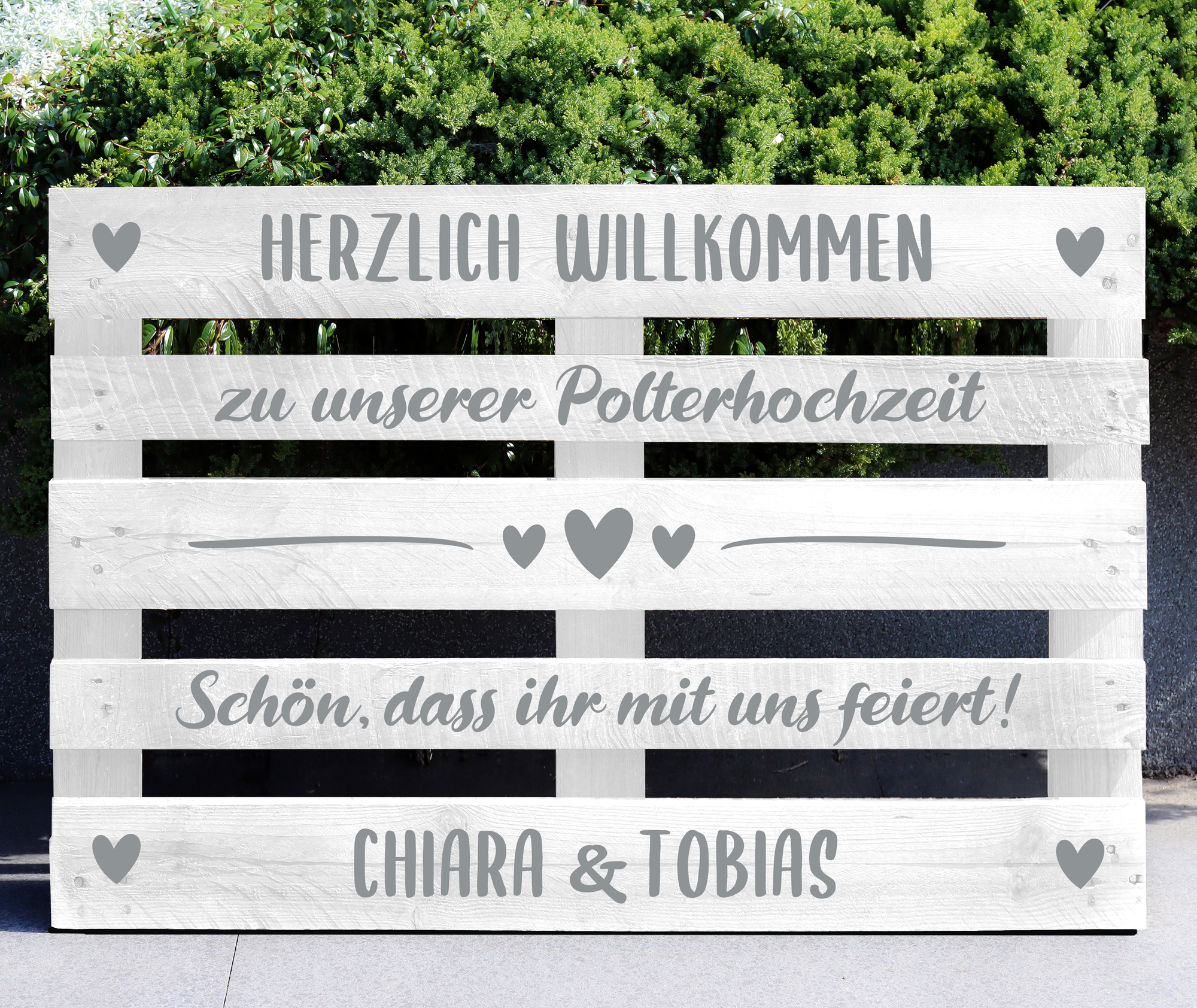 Palettenaufkleber "Polterhochzeit" - Chiara