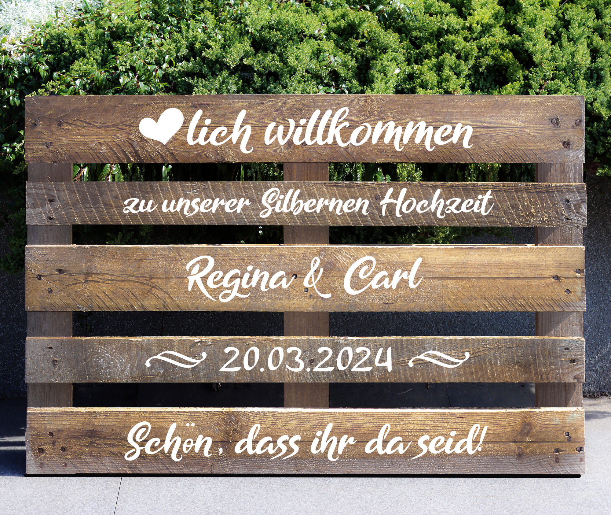 Palettenaufkleber "Silberne Hochzeit"