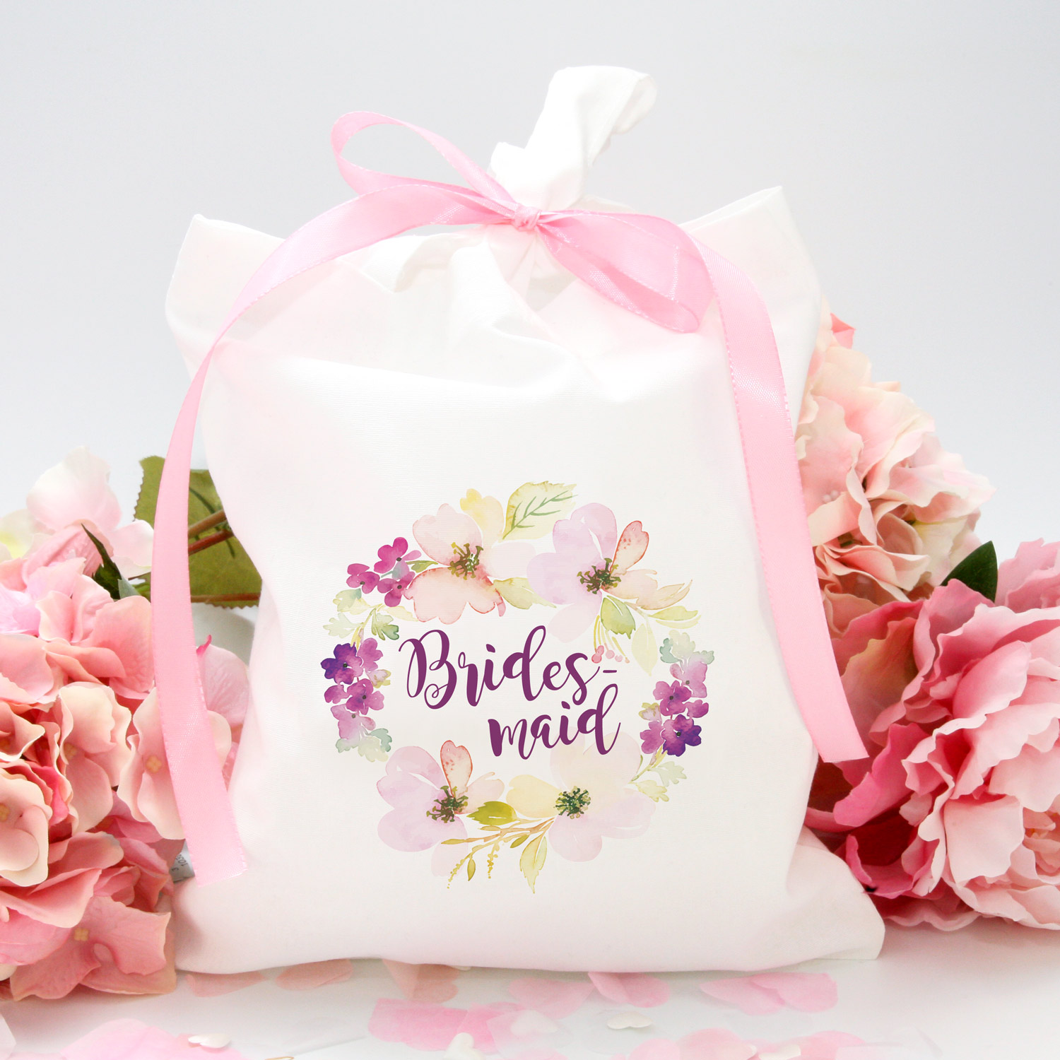 Stofftasche "Weiß" Flower Bridesmaid (22x26cm)