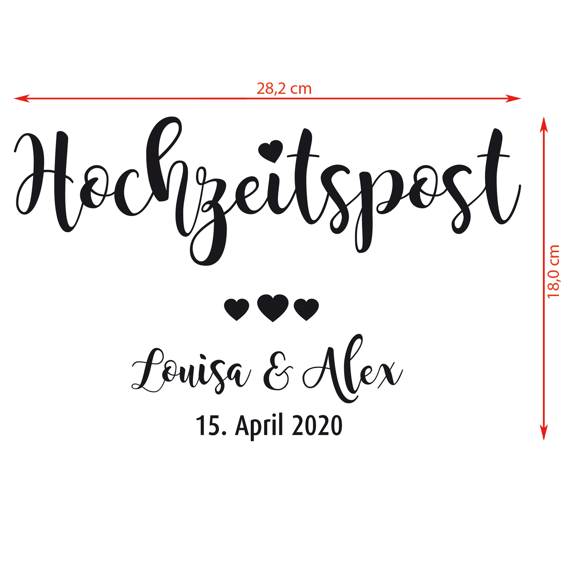 Aufkleber "Hochzeitspost" Louisa - personalisiert in 5 Farben