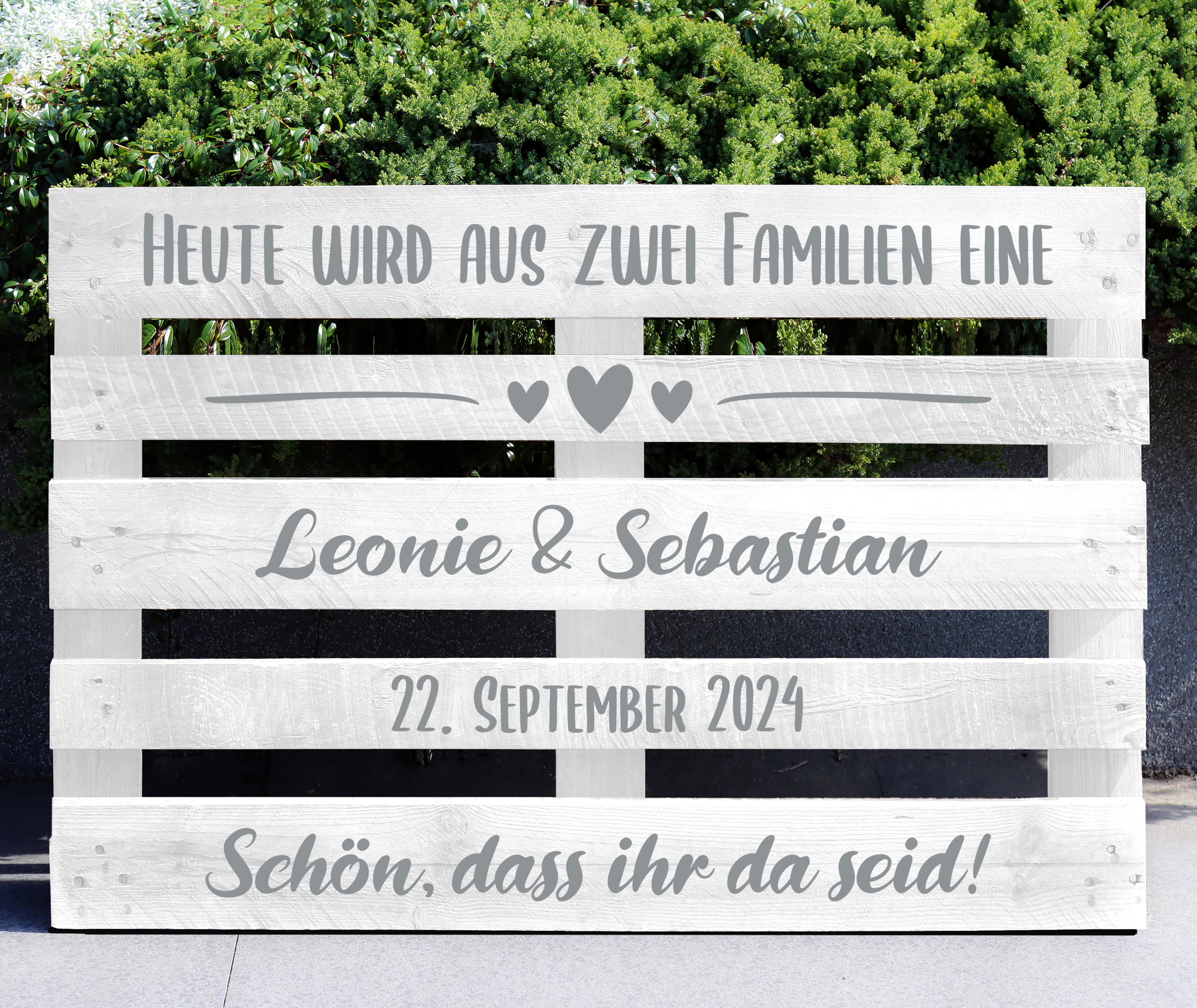 Palettenaufkleber "Heute wird aus zwei Familien eine"