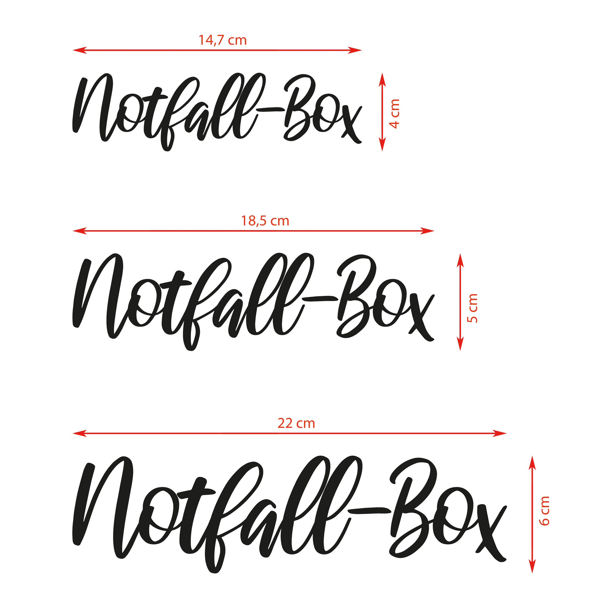 Aufkleber "Notfall-Box" in 2 Farben
