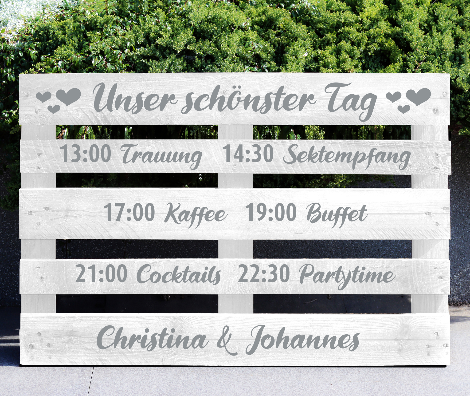 Palettenaufkleber "Unser schönster Tag"