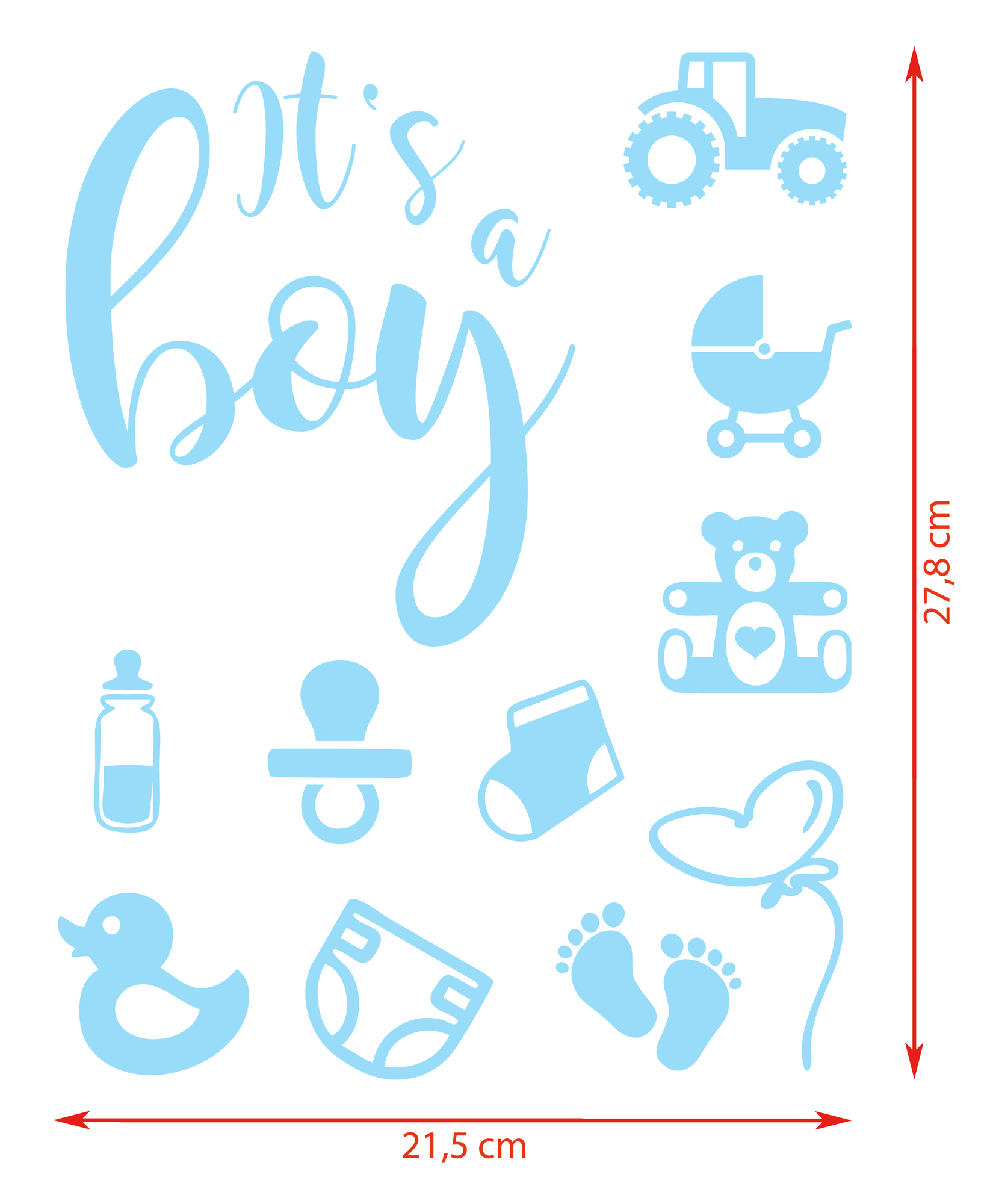 Baby-Aufkleber "It's a boy" in 2 Farben