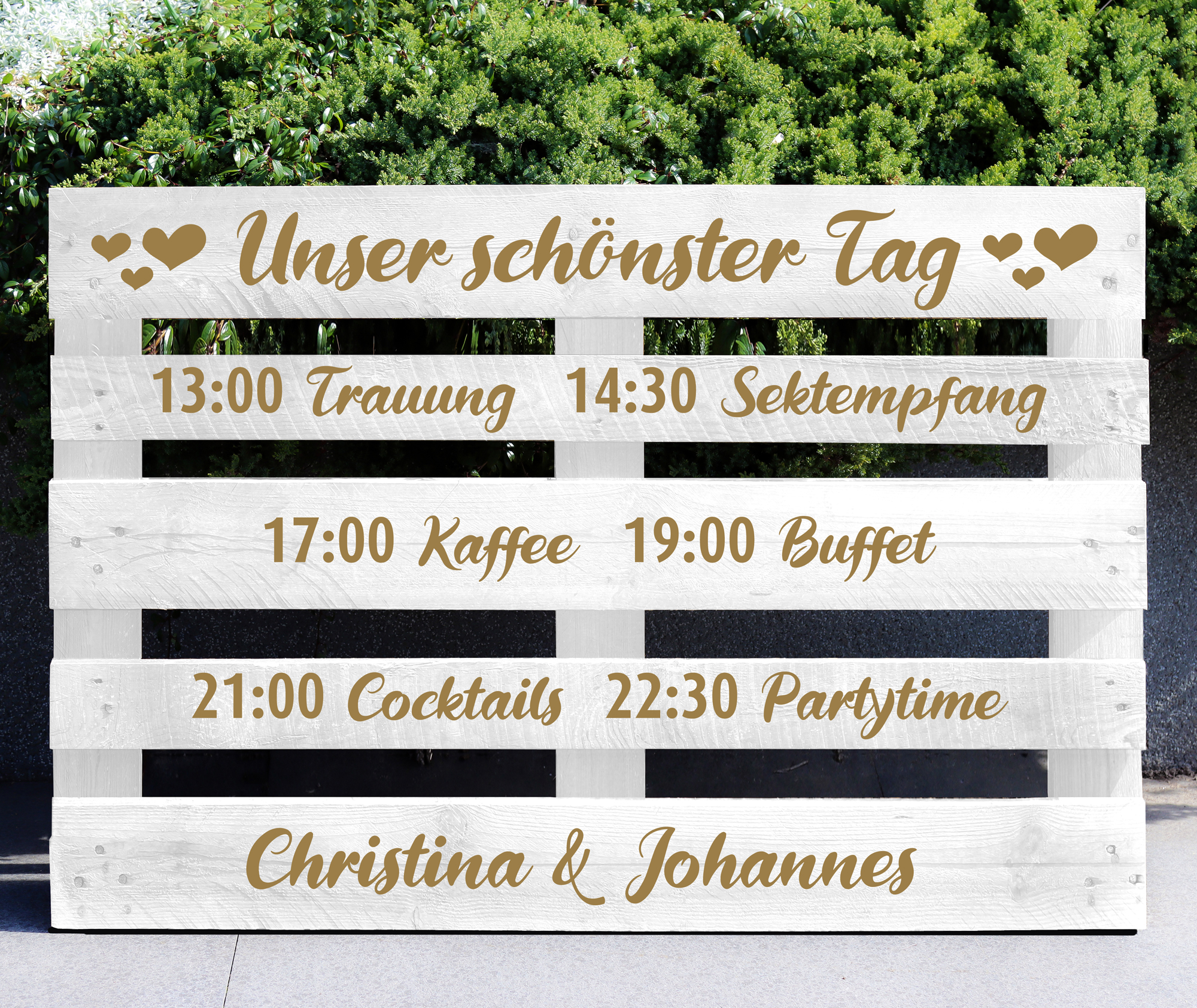 Palettenaufkleber "Unser schönster Tag"