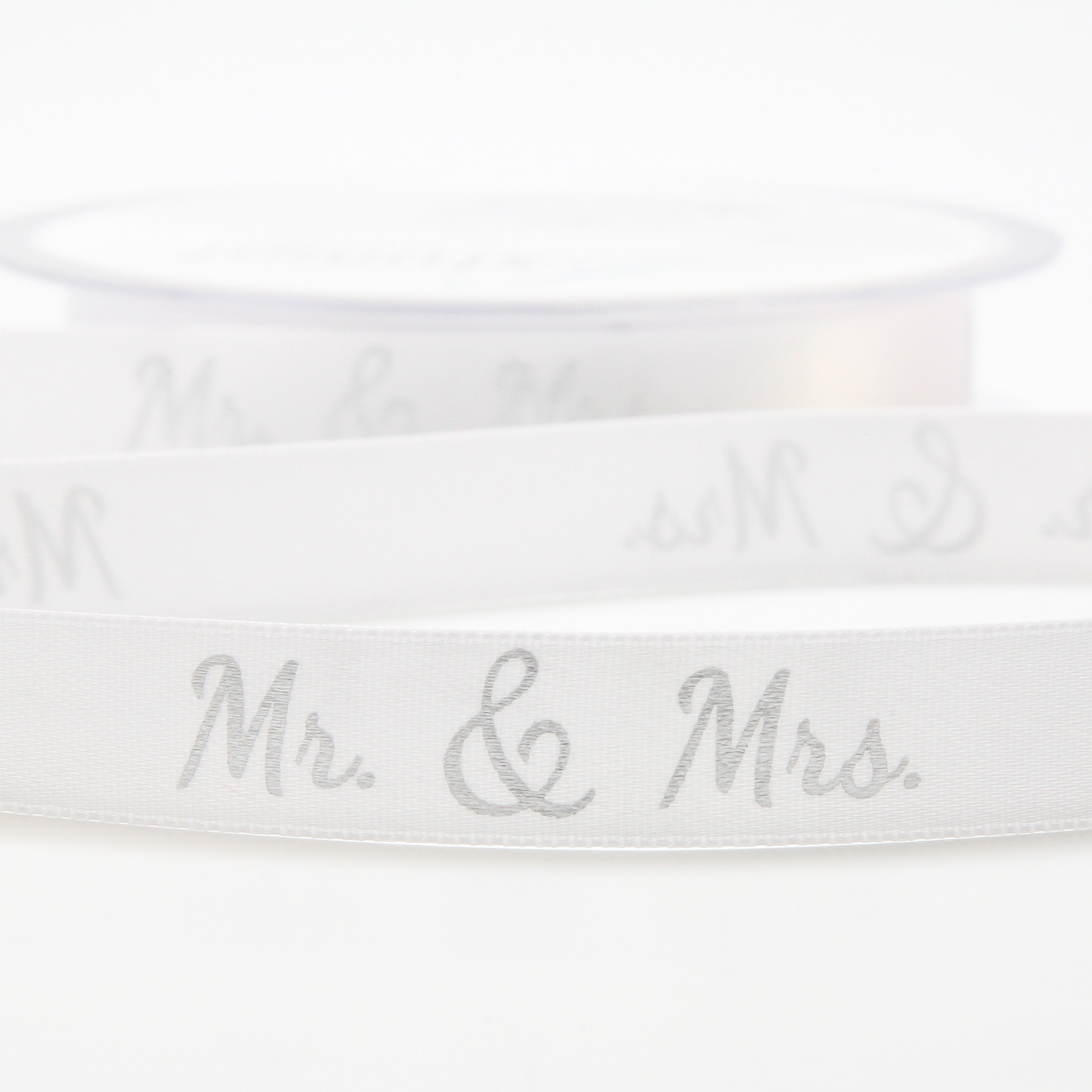 Dekoband "Mr. & Mrs." silber (15mm) - 20m