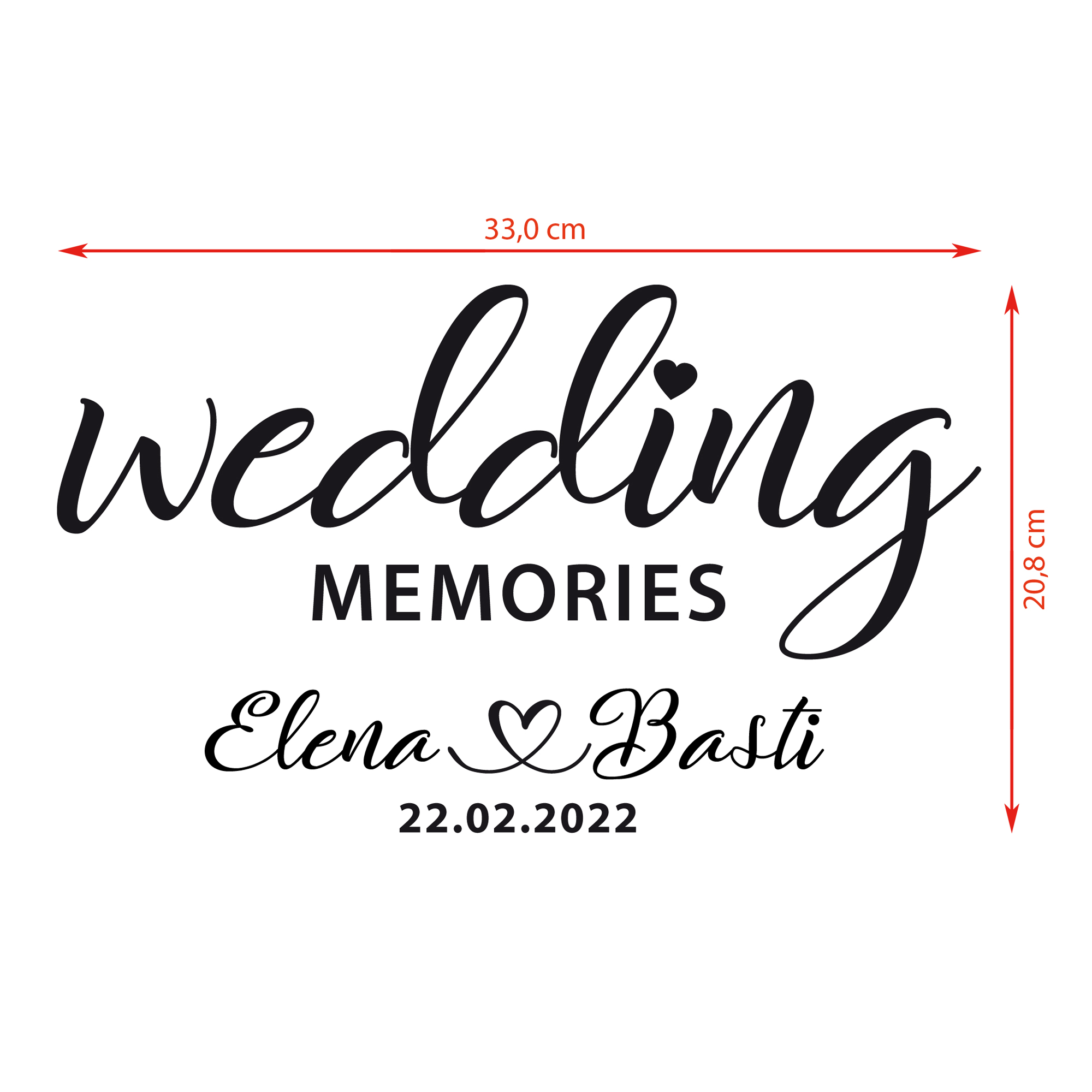 Aufkleber "Wedding memories" Elena - personalisiert in 5 Farben