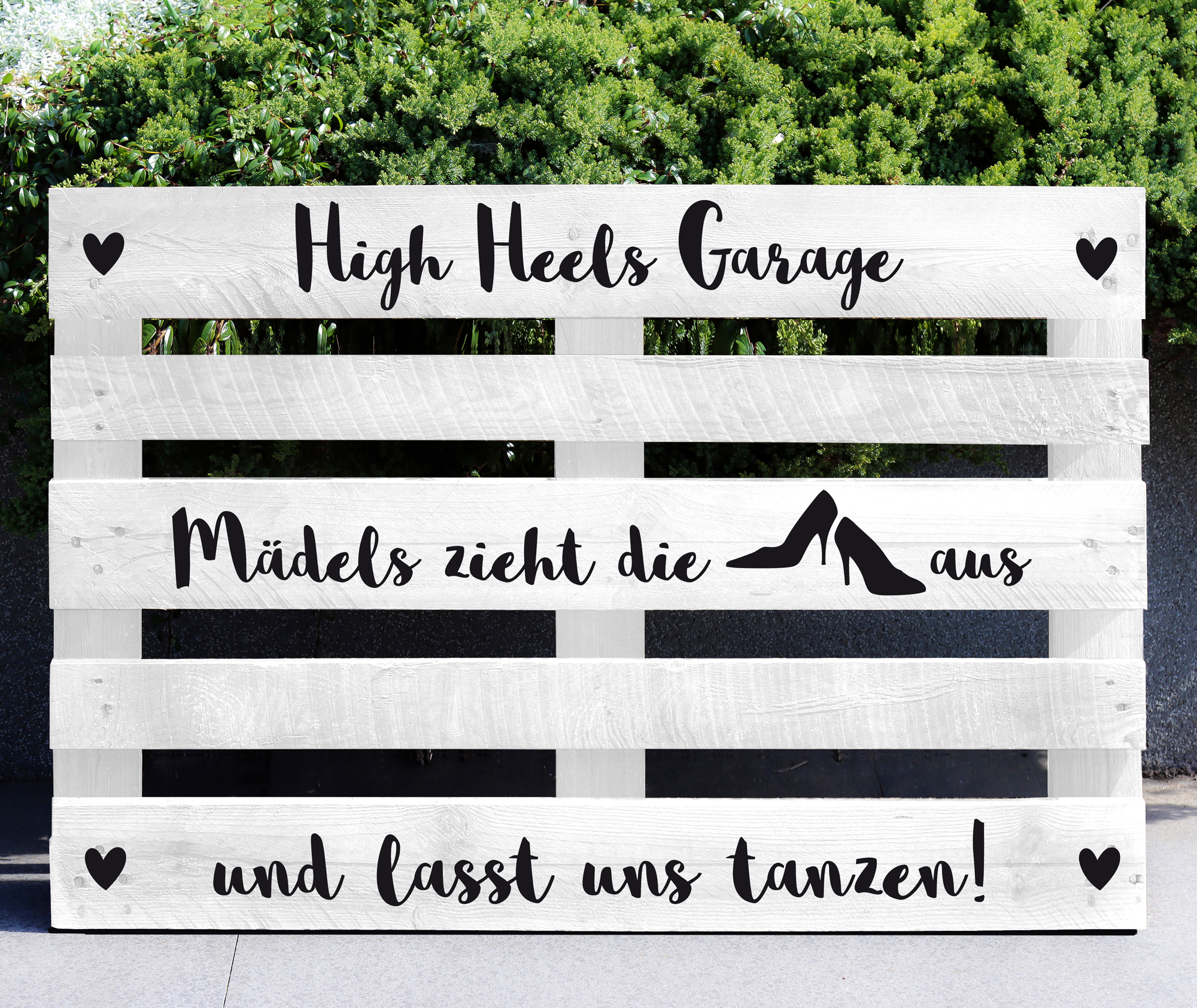 Palettenaufkleber "High Heels Garage" Boho-Style