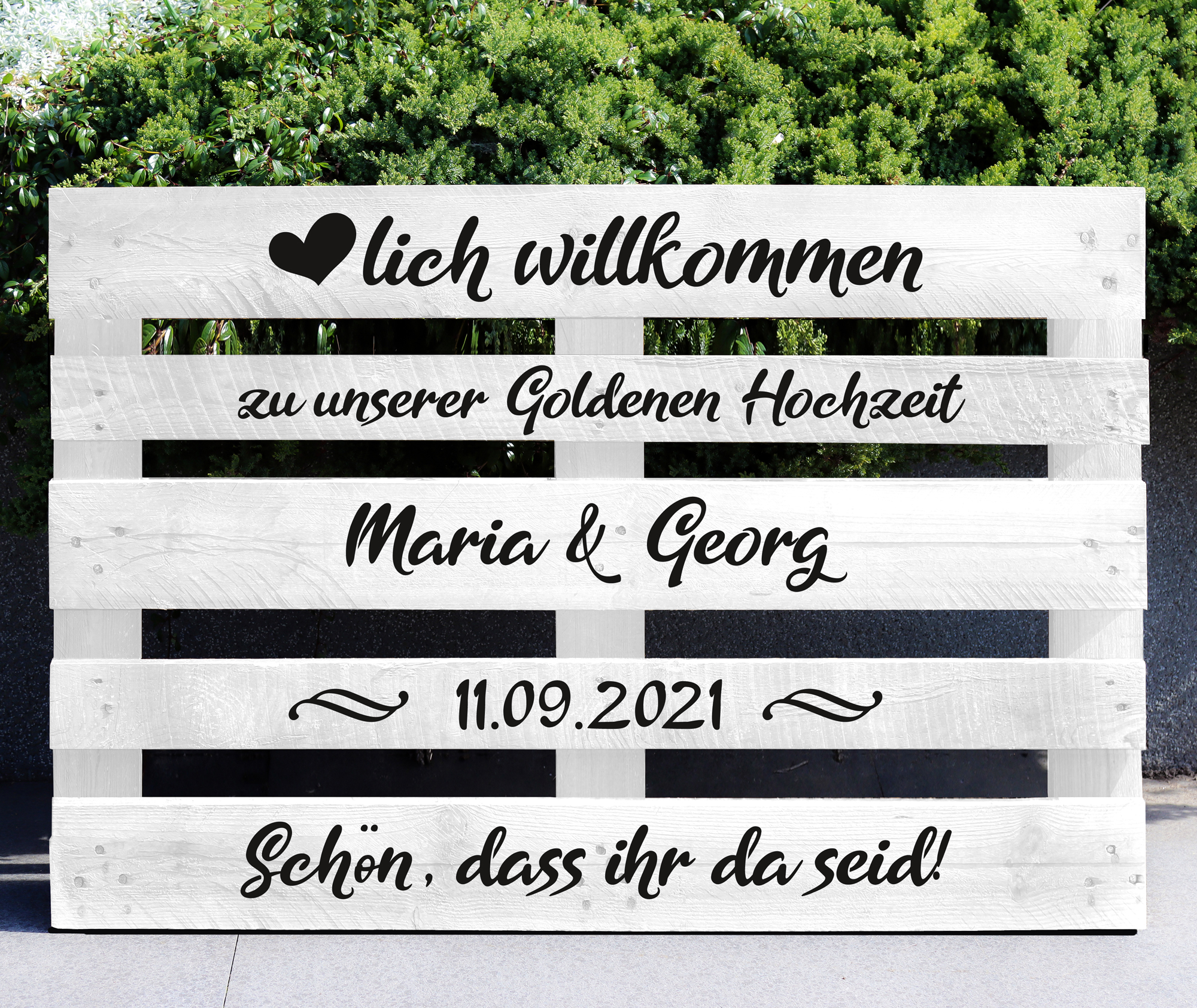 Palettenaufkleber "Goldene Hochzeit"