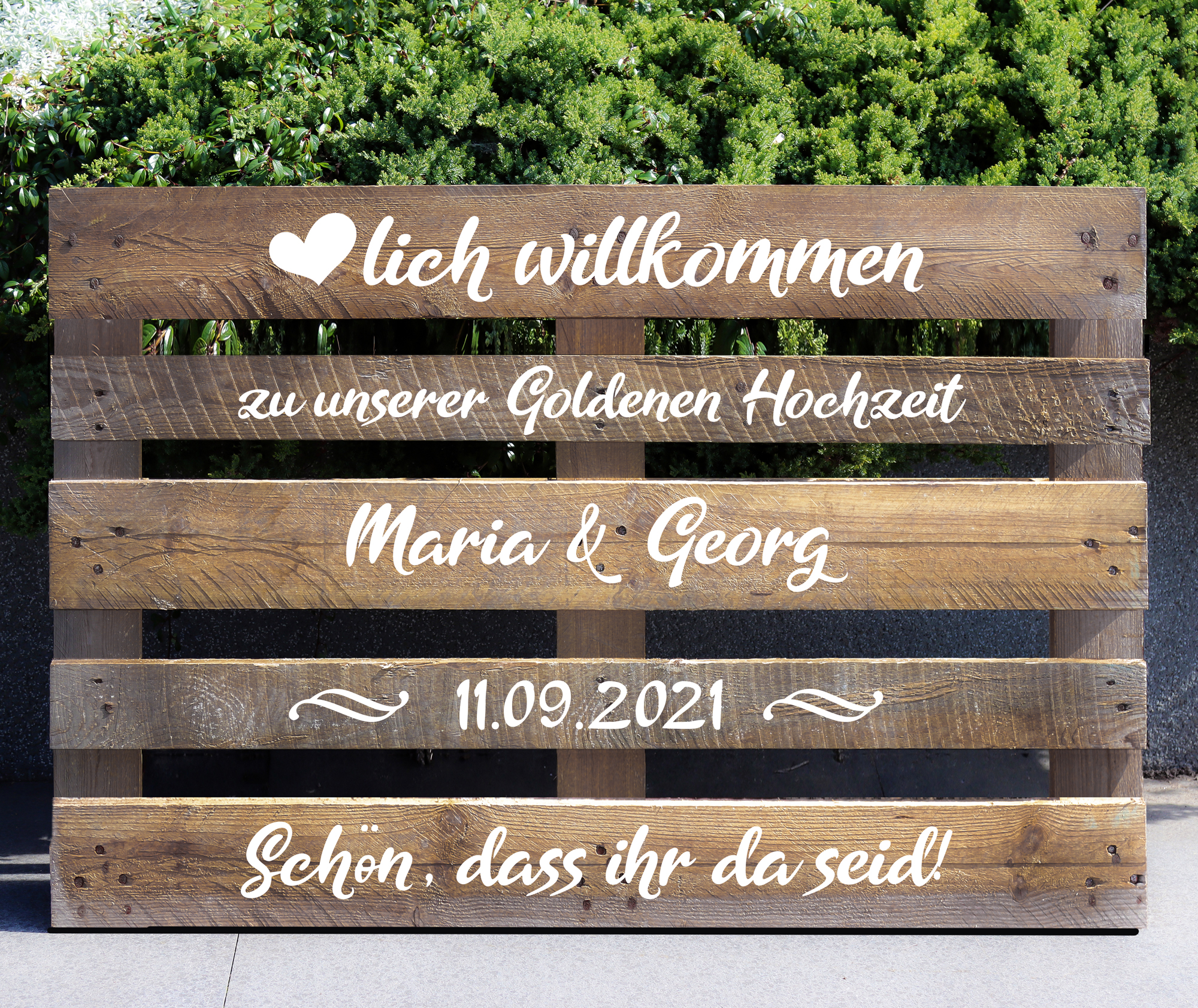 Palettenaufkleber "Goldene Hochzeit"