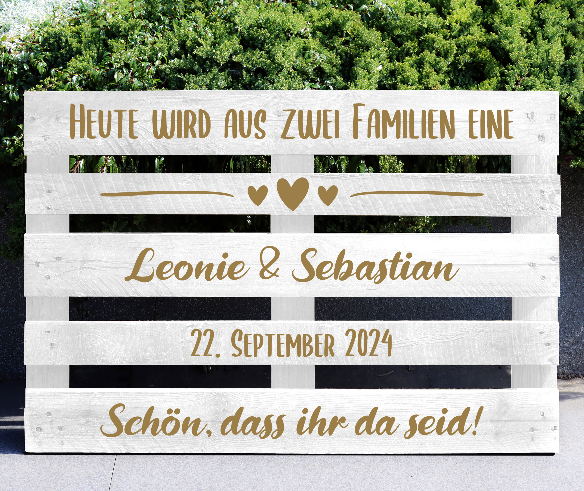 Palettenaufkleber "Heute wird aus zwei Familien eine"
