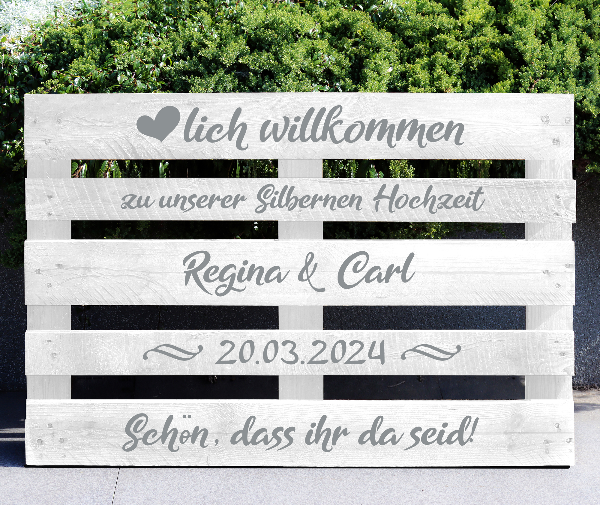 Palettenaufkleber "Silberne Hochzeit"