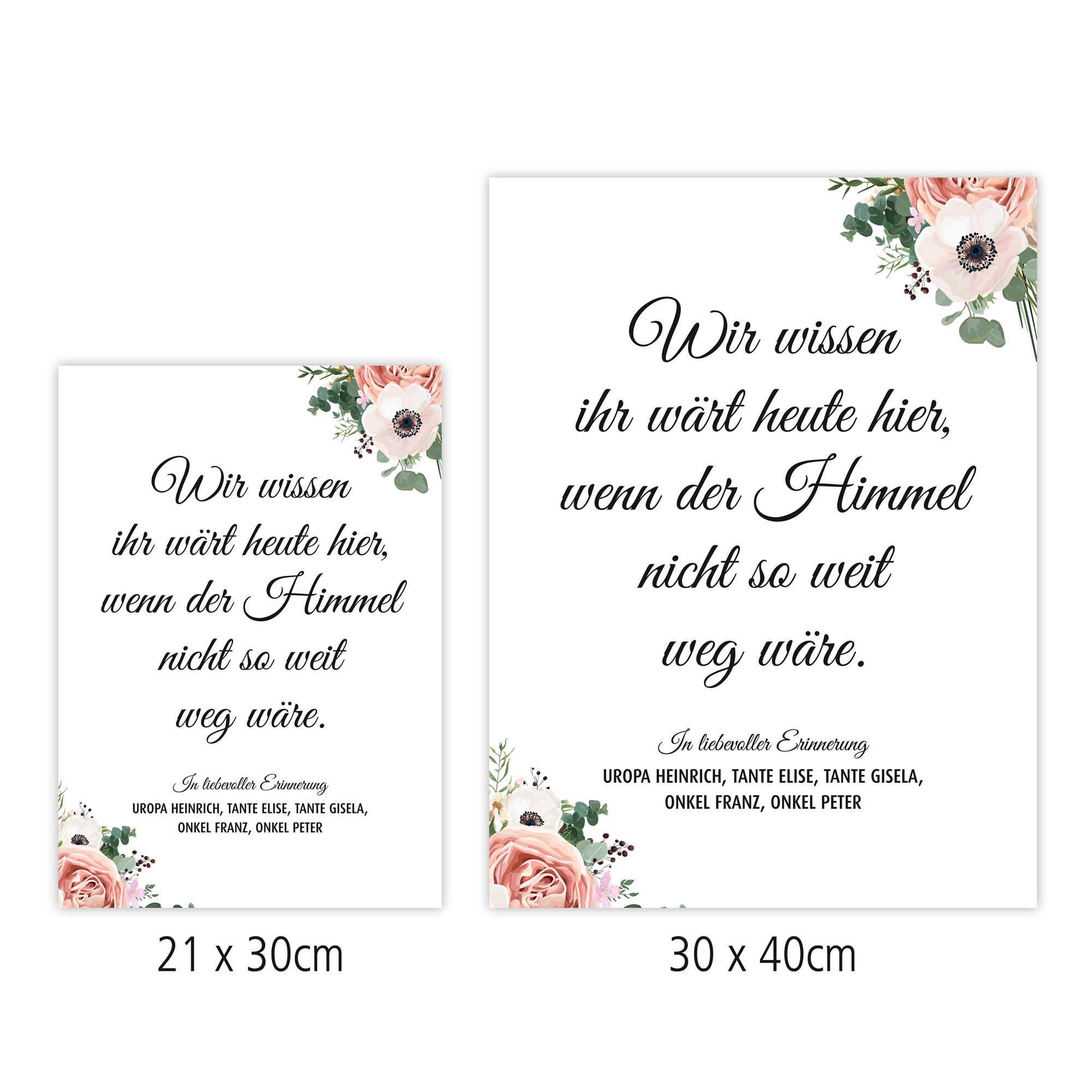 Poster Erinnerung "Wir wissen ... Blumen"